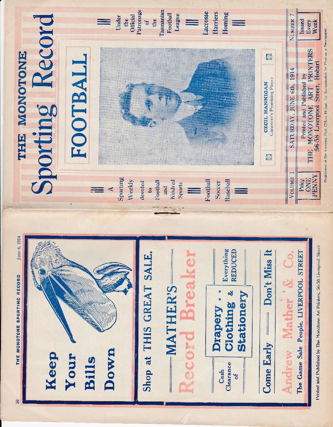 1914 - No 7 - 6th June - Monotone Sporting Record